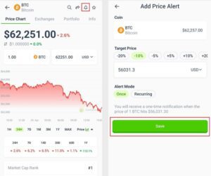esempio di come usare il price alert